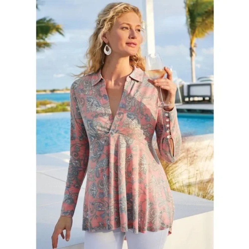 Soft Surroundings Philippa Paisley Tunic Top size Medium
